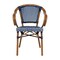 Merrick Lane Sacha Stacking Thonet Bistro Style Chair with Arms, PE Rattan Seat, and Bamboo Finished Metal Frame for Indoor/Outdoor Use